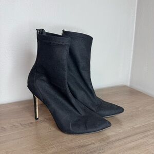 Jewel Badgley Mischka Black Marabel Stiletto Sock Bootie Heel